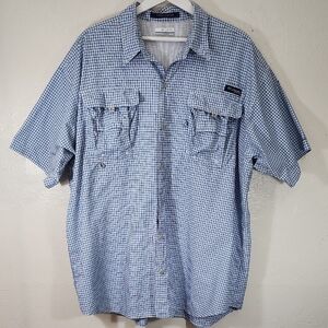 Columbia PFG Super Bahama Men's Plaid Short Sleeved Fishing Shirt Size XL